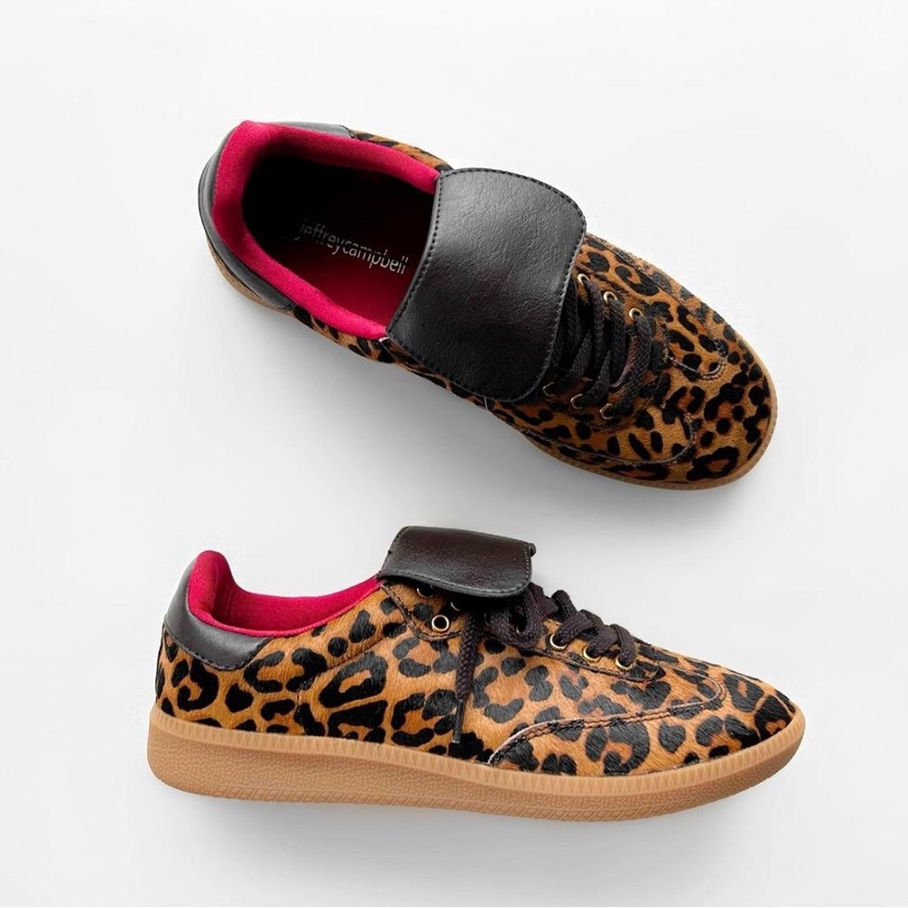 Jeffrey Campbell Dillan Calf Hair Leopard Print Sneakers